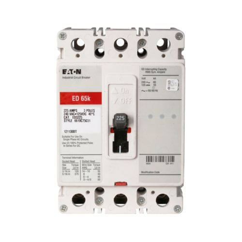 Eaton ED3225 | 225A 3-Pole Type ED Molded Case Circuit Breaker