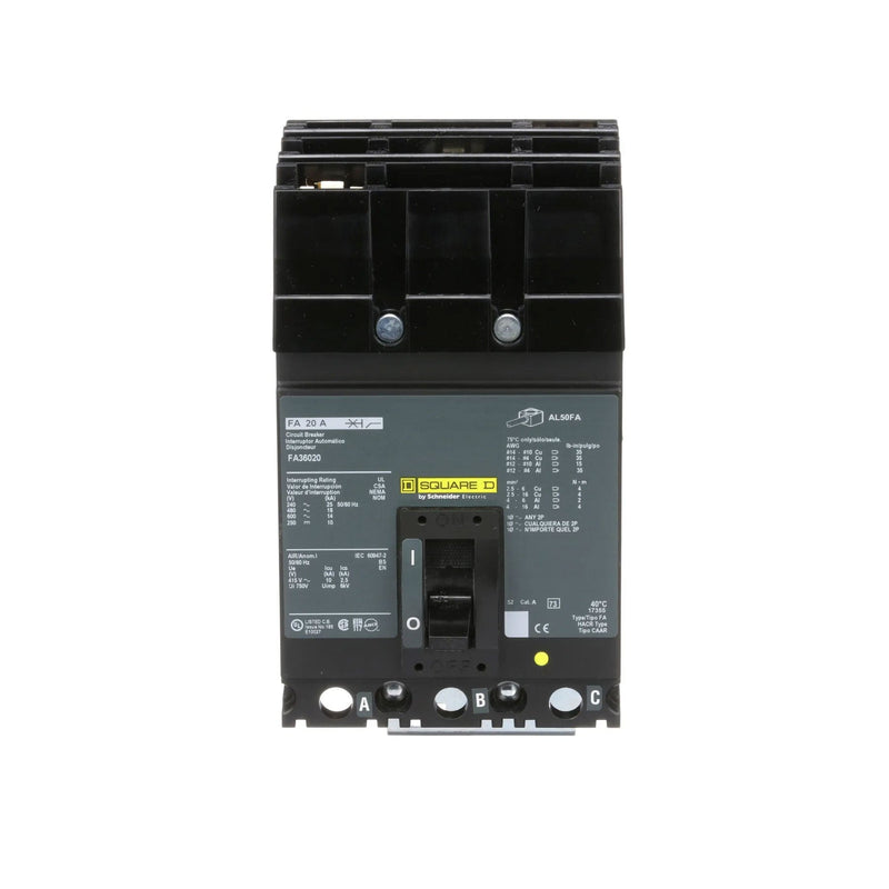 Schneider Electric FA36020 | 20A 600V 3-Pole I-Line Circuit Breaker
