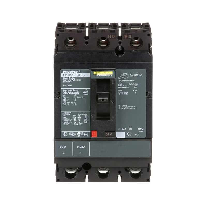 Schneider Electric HDL36060 | 60A 3-Pole PowerPacT H-Frame Circuit Breaker