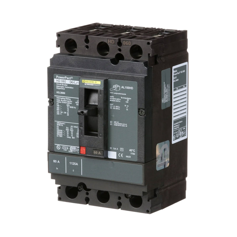 Schneider Electric HDL36060 | 60A 3-Pole PowerPacT H-Frame Circuit Breaker