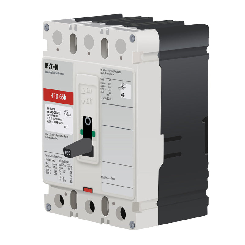 Eaton HFD3100 | 100A 3-Pole Series C F-Frame Molded Case Circuit Breaker