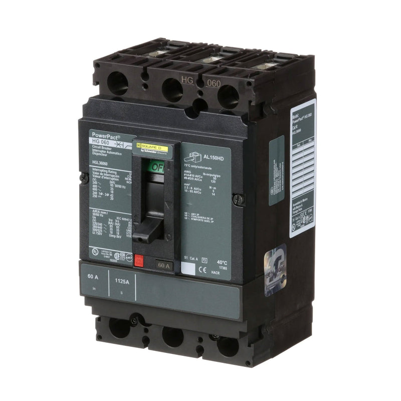 Schneider Electric HGL36060 | 60A 3-Pole PowerPacT H-Frame Circuit Breaker