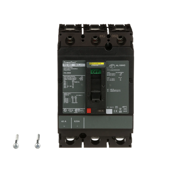 Schneider Electric HJL36040 | 40A 3-Pole PowerPacT H-Frame Thermal Magnetic Circuit Breaker