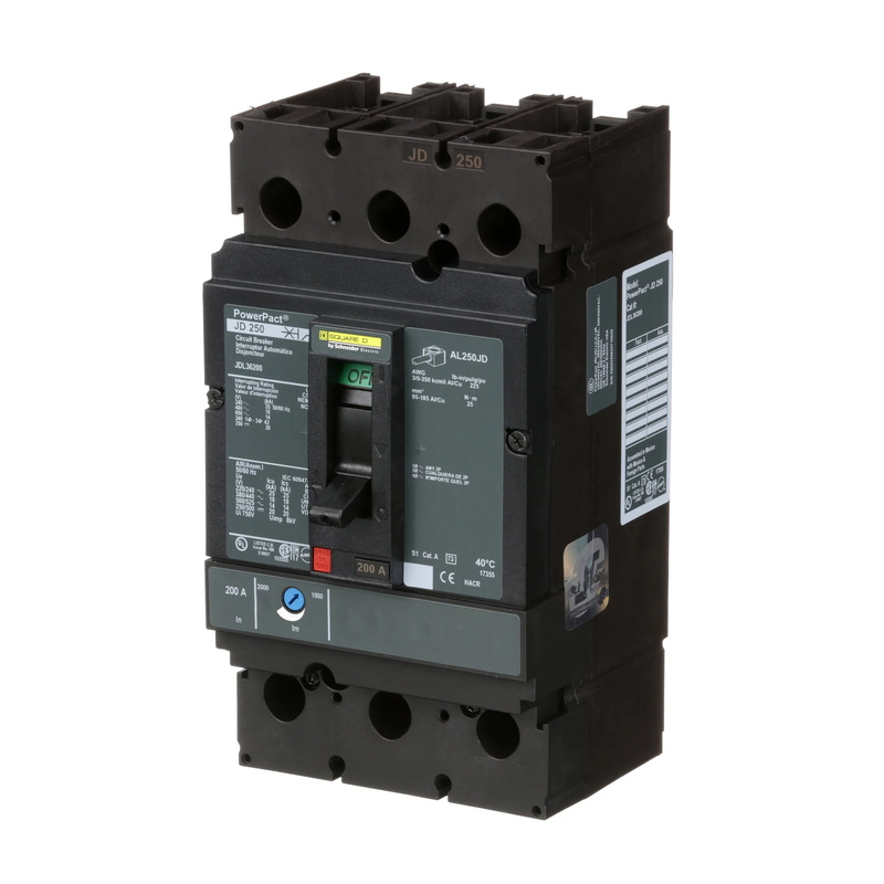 Square D JDL36200 | 200A 3-Pole PowerPacT J-Frame Thermal Magnetic Circuit Breaker