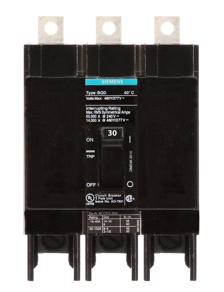 Siemens BQD330 | 30A 3-Pole Type BQD Molded Case Circuit Breaker