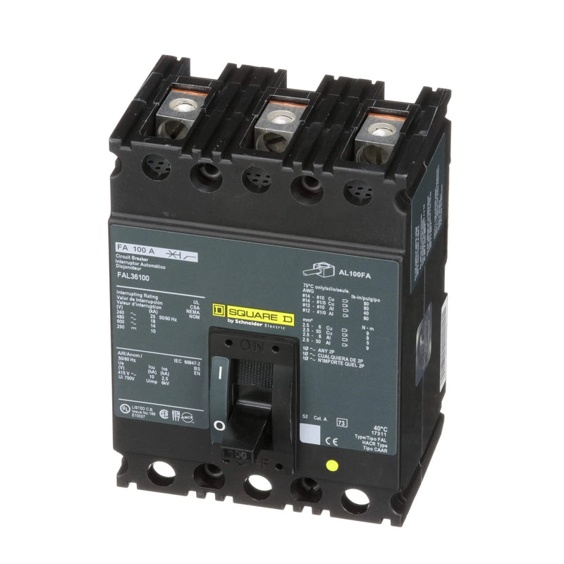 Schneider Electric FAL36100 | 100A 3-Pole FAL Series Molded Case Circuit Breaker