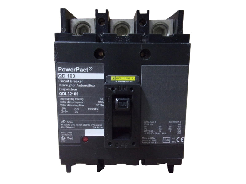 Schneider Electric QDL32100 | 100A 3-Pole PowerPact QDL Molded Case Circuit Breaker