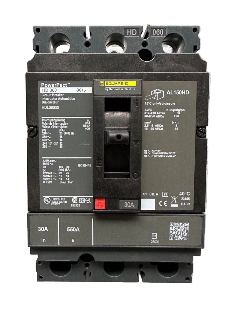 Schneider Electric HDL36030 | PowerPact H-Frame 30A Molded Case Circuit Breaker