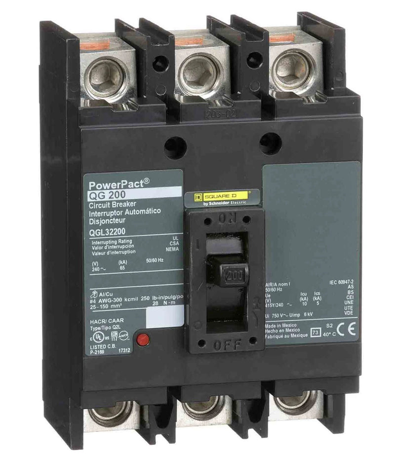 Schneider Electric QGL32200 | 200 Amp 3-Pole PowerPacT Q-Frame Circuit Breaker